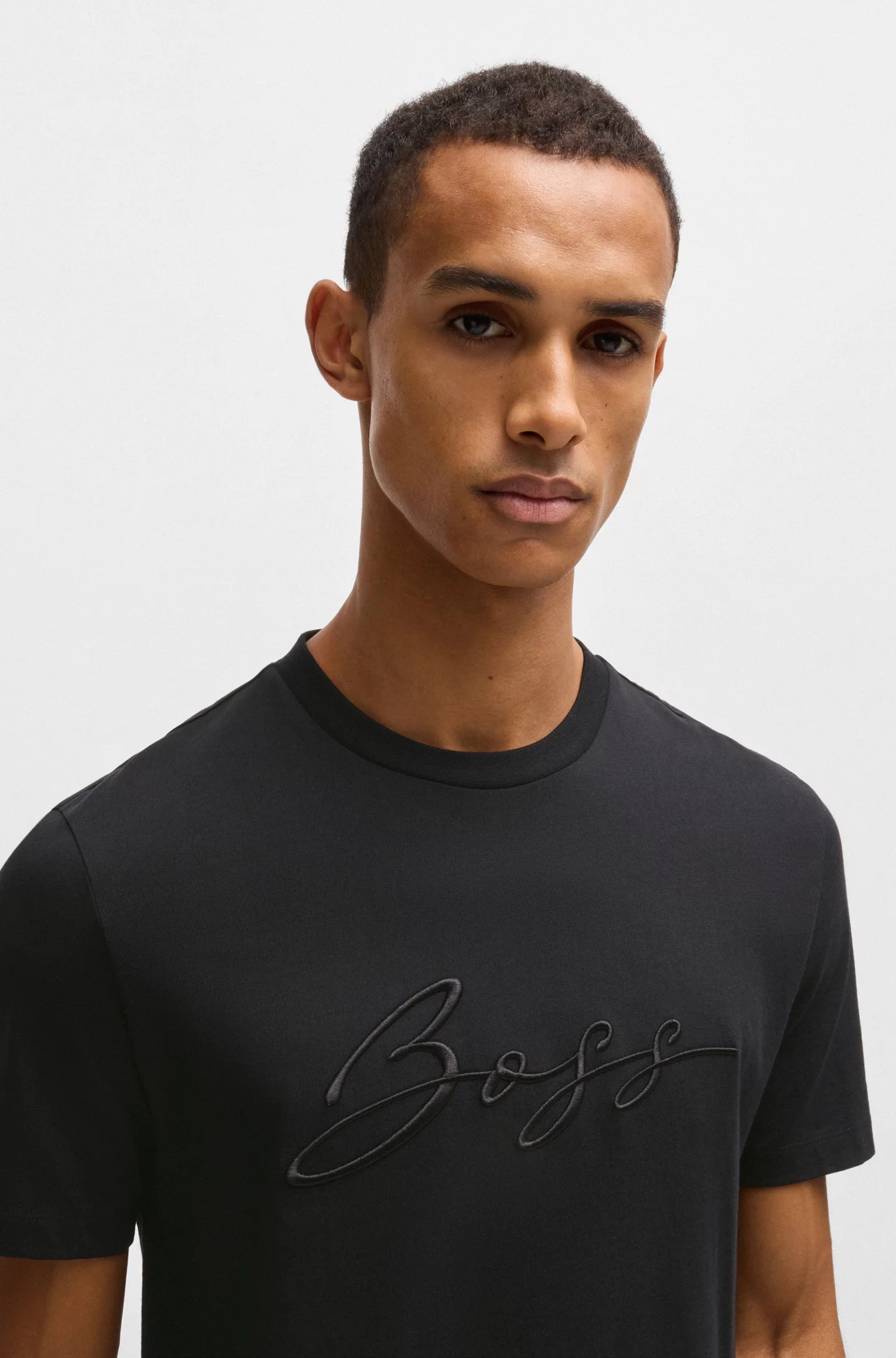BOSS - Cotton-jersey regular-fit T-shirt with script logo