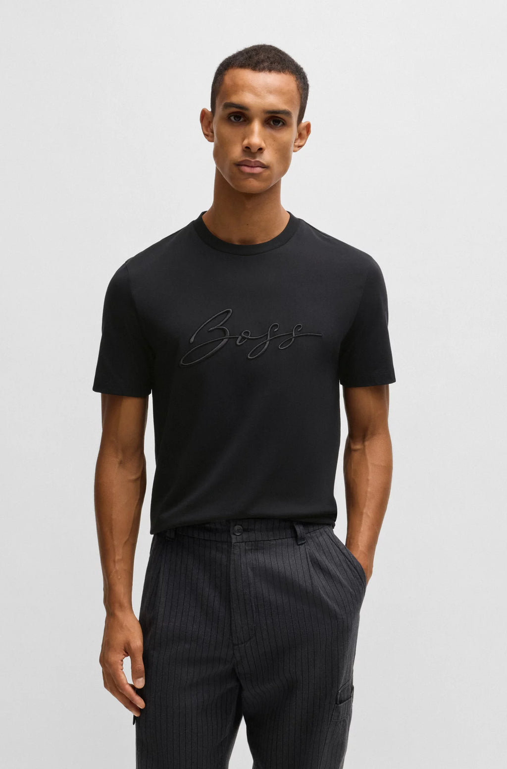 BOSS - Cotton-jersey regular-fit T-shirt with script logo