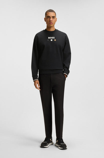 BOSS Cotton-terry white sweatshirt with logo detail
