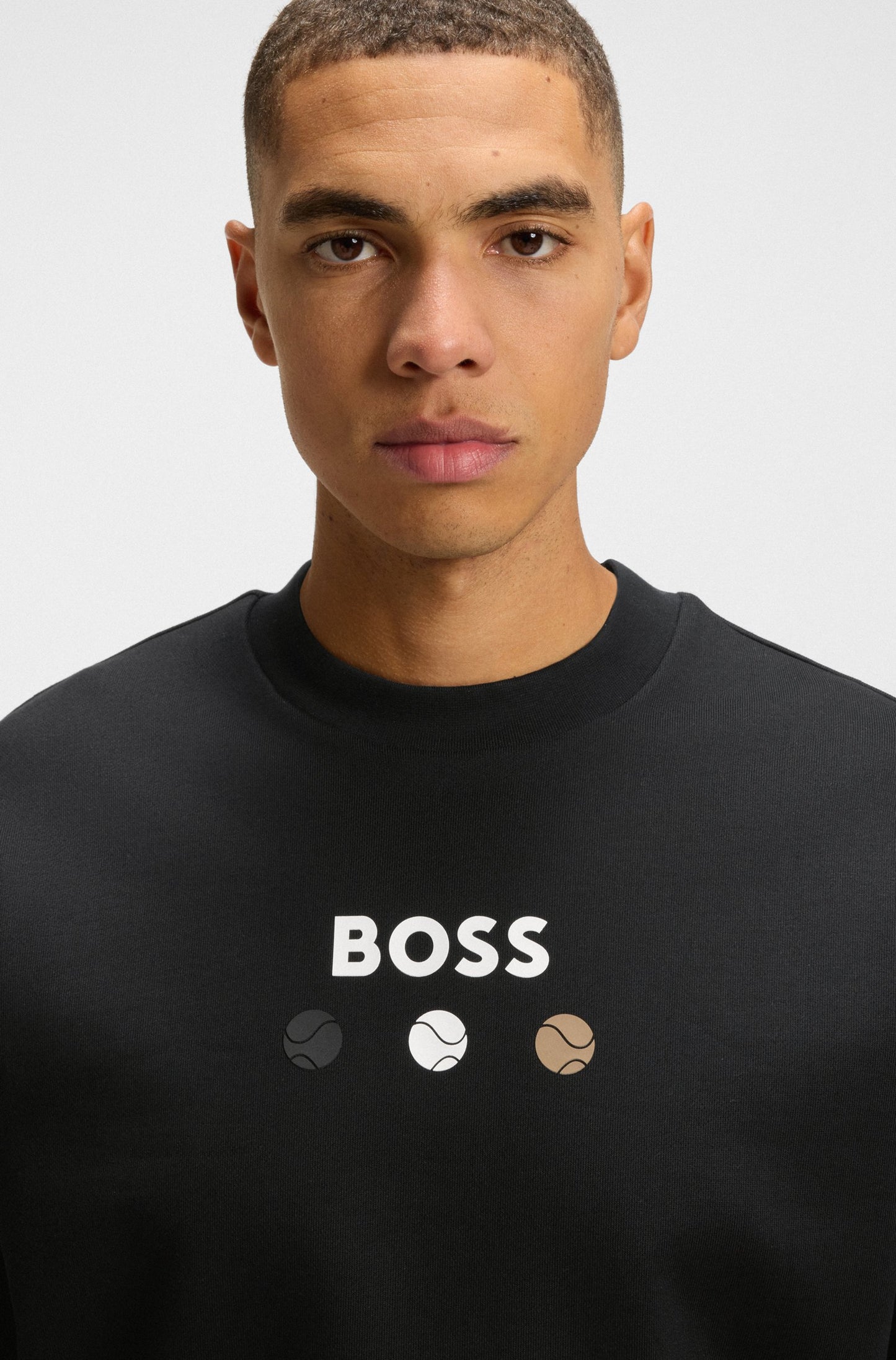 BOSS Cotton-terry white sweatshirt with logo detail