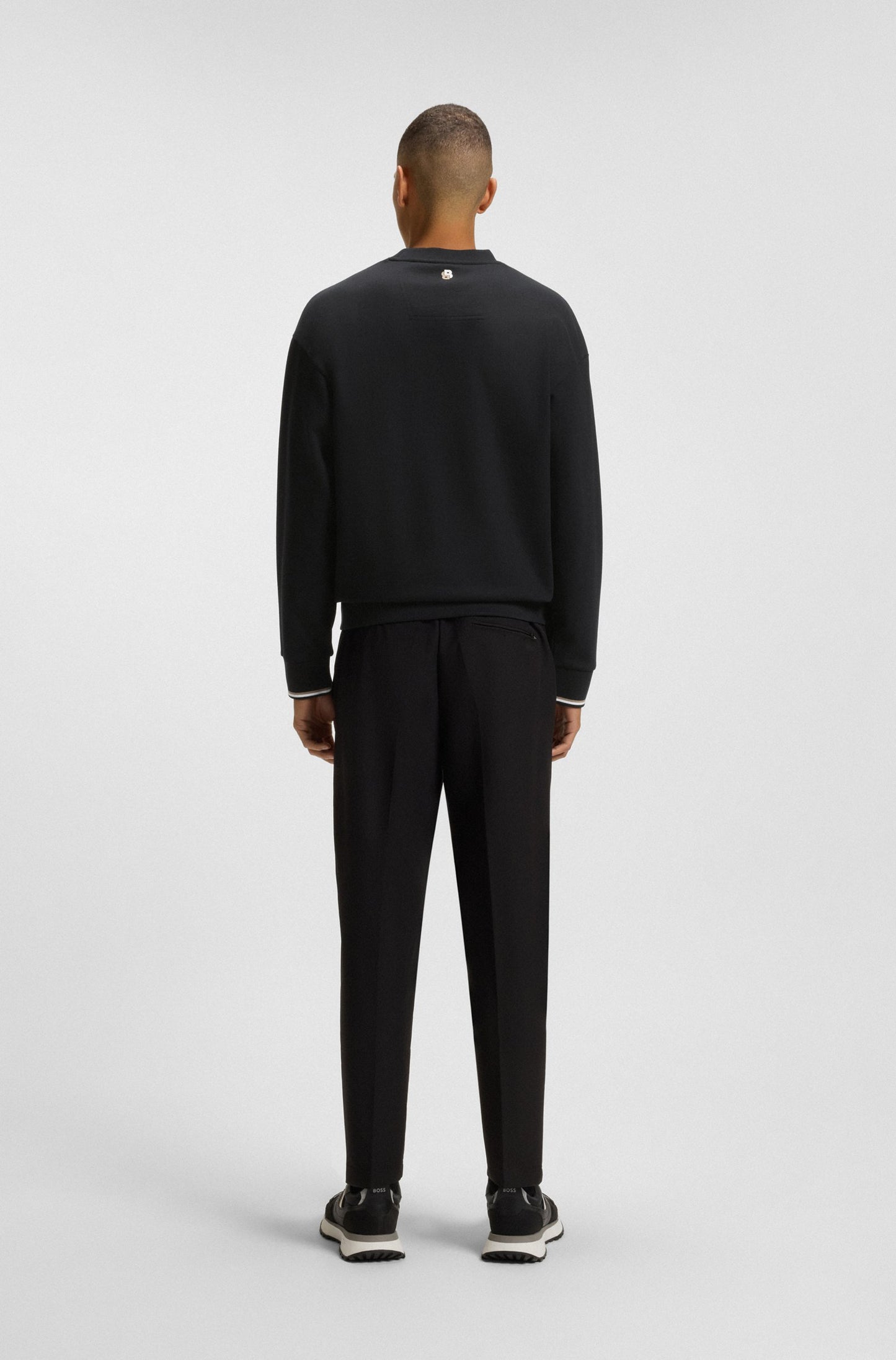 BOSS Cotton-terry white sweatshirt with logo detail