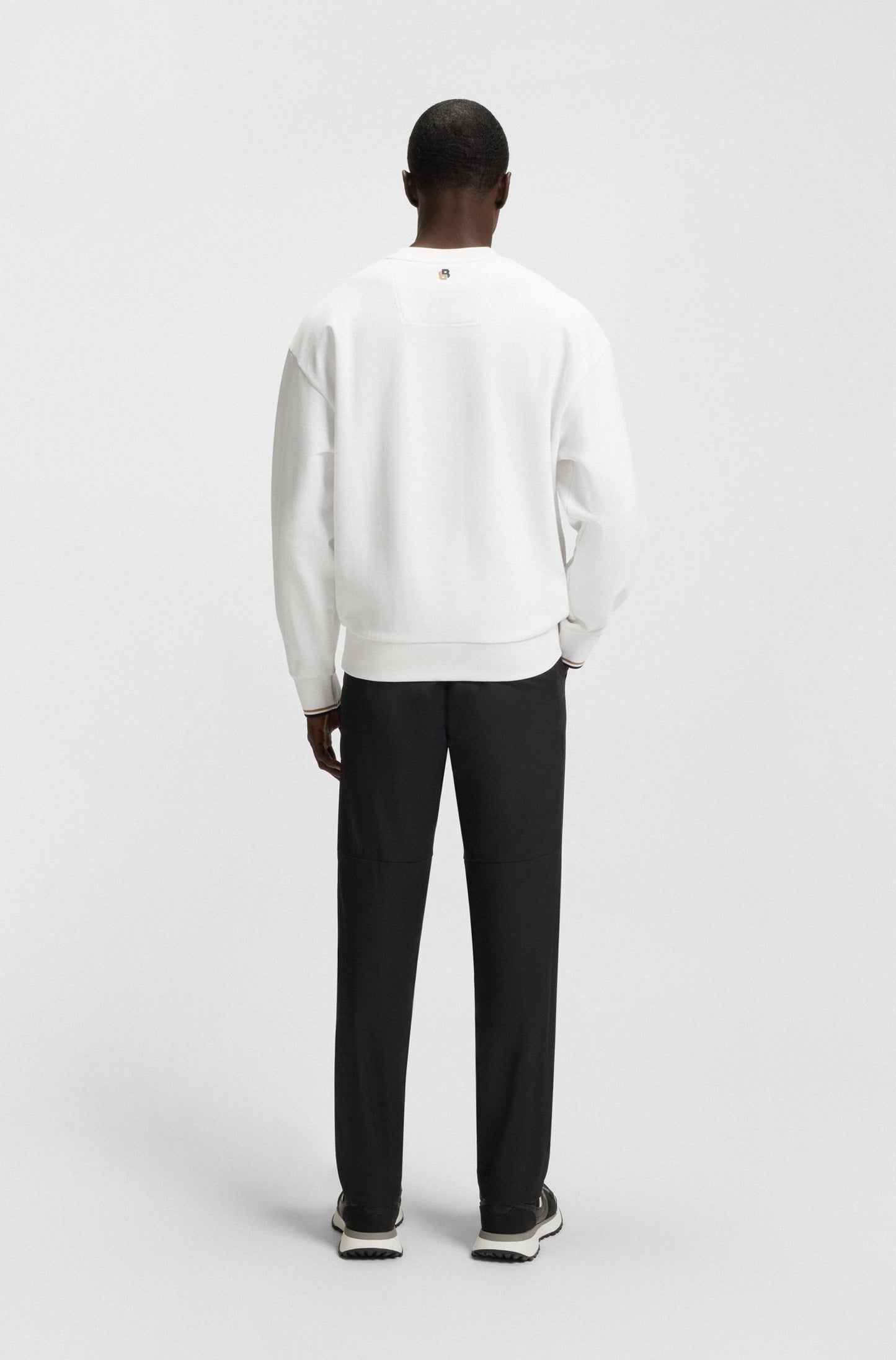 BOSS Cotton-terry white sweatshirt with logo detail