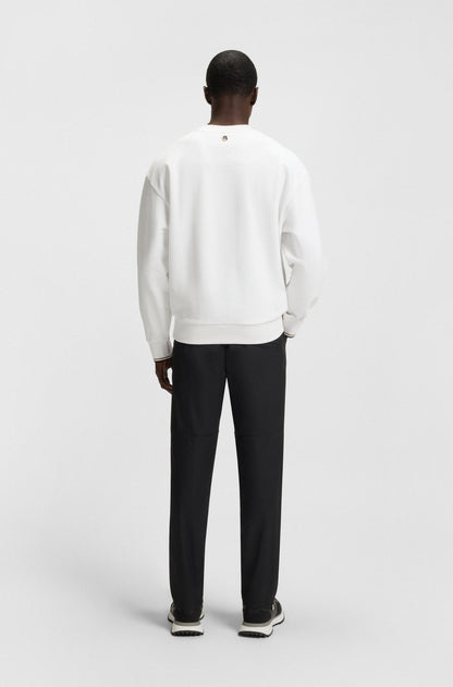 BOSS Cotton-terry white sweatshirt with logo detail