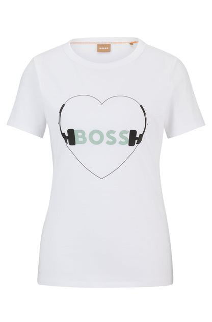 BOSS Regular-fit T-shirt in with seasonal print