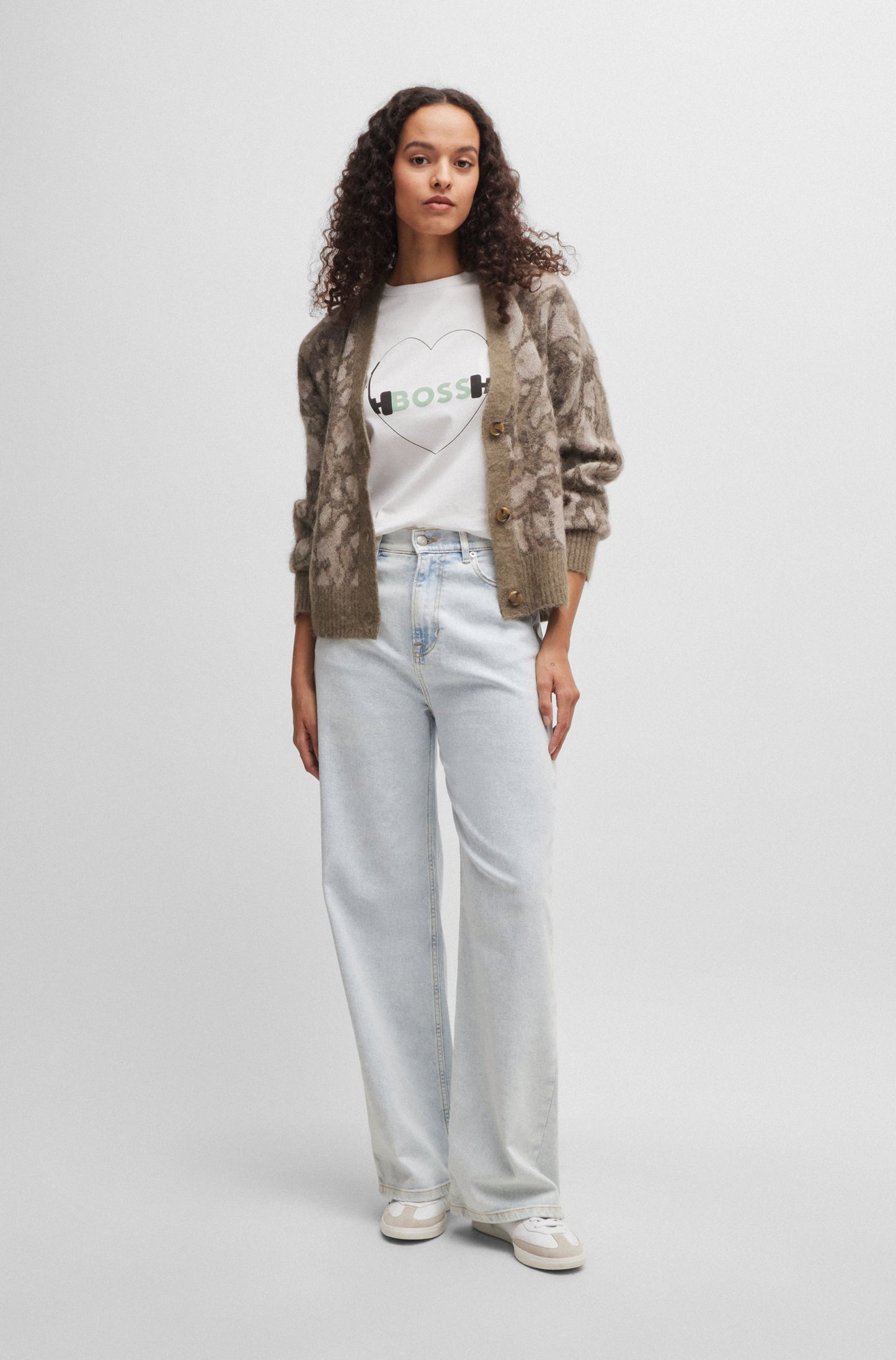 BOSS Regular-fit T-shirt in with seasonal print
