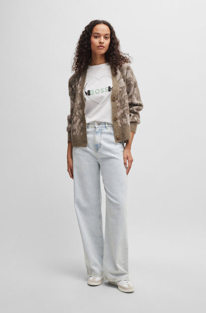 BOSS Regular-fit T-shirt in with seasonal print