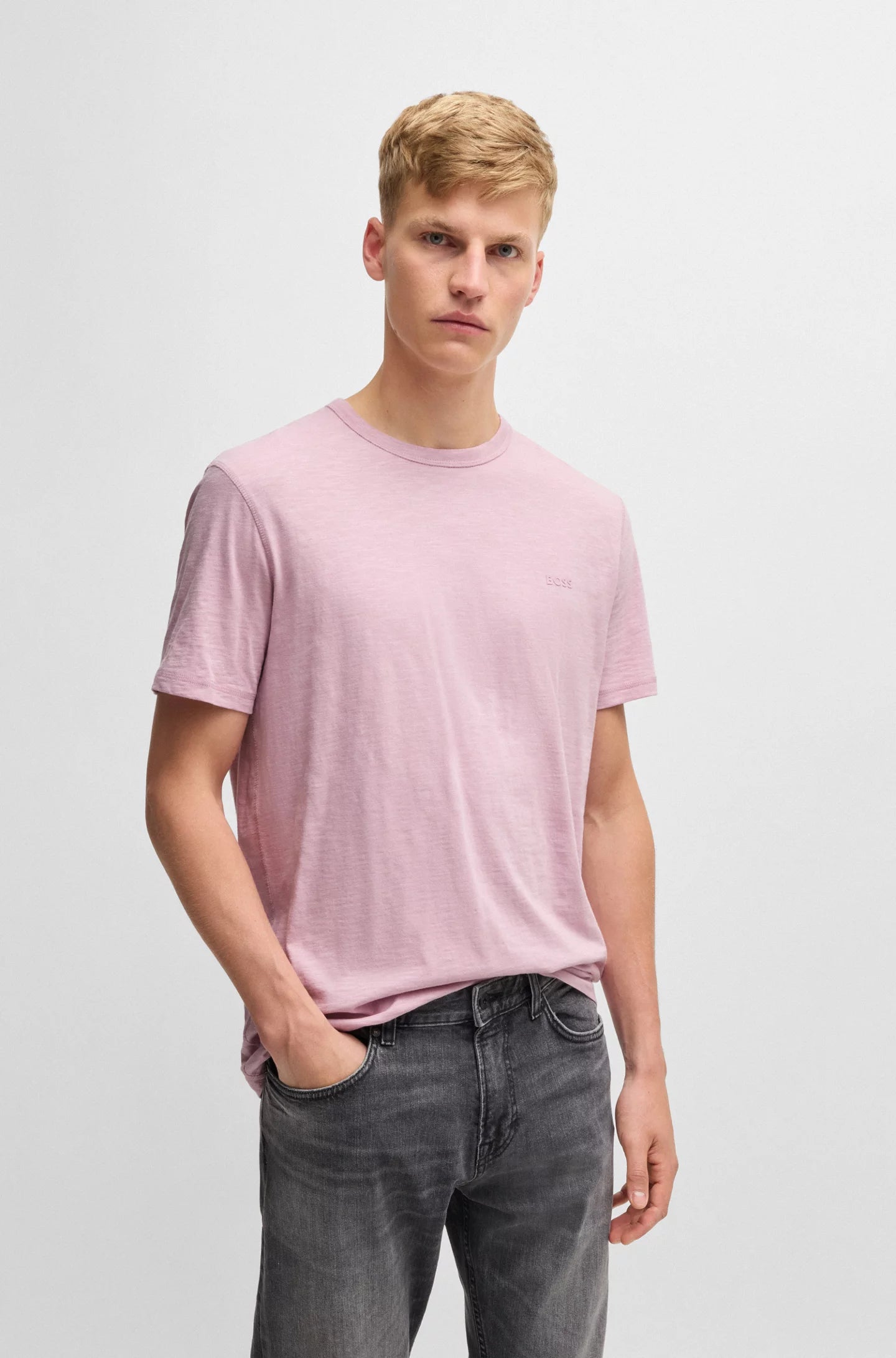 BOSS - Cotton-jersey T-shirt with logo detail
