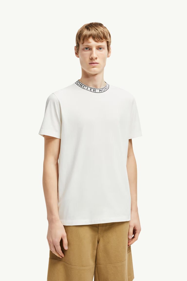 Moncler Knit Neck Logo-Trimmed Cotton T-Shirt