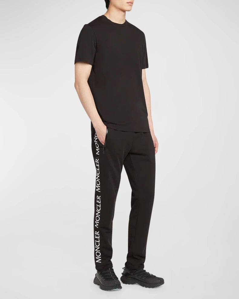 Moncler Logo Embroidered Men's Cotton Black T-shirt