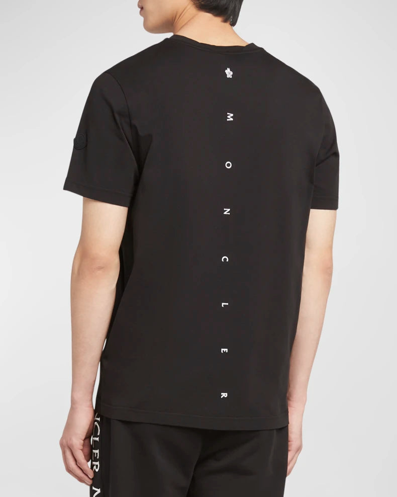 Moncler Logo Embroidered Men's Cotton Black T-shirt