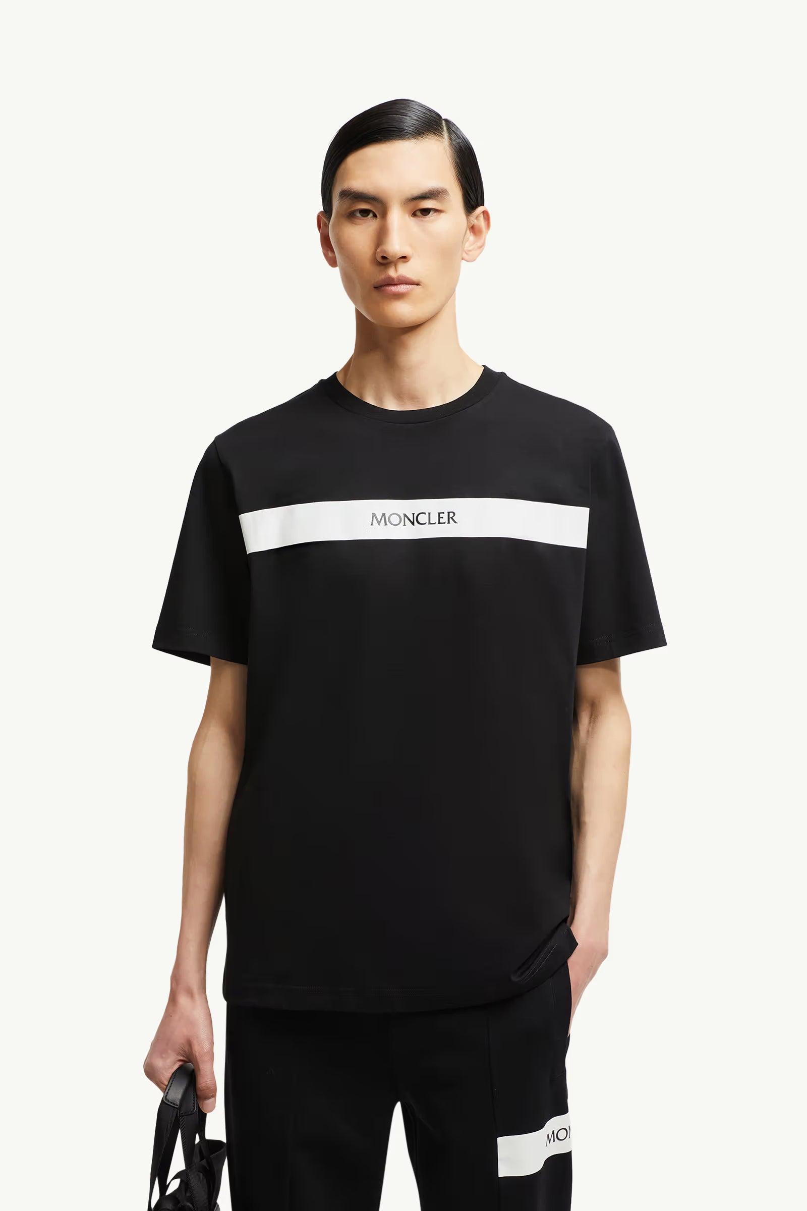 MONCLER-Rubberised Logo Cotton T-Shirt