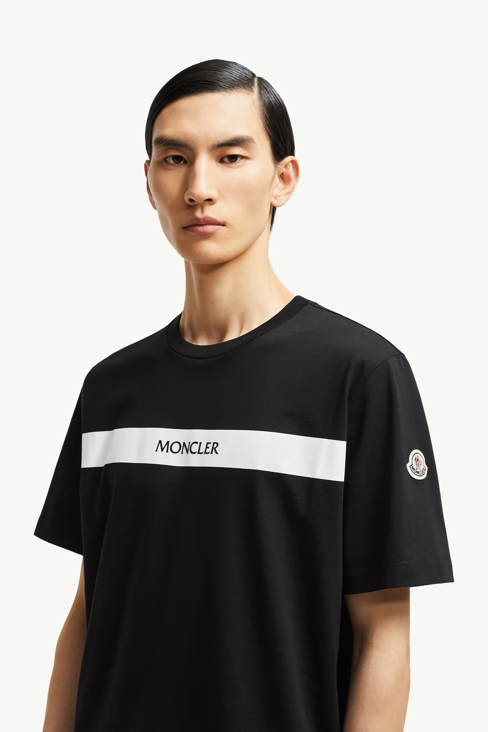 MONCLER-Rubberised Logo Cotton T-Shirt