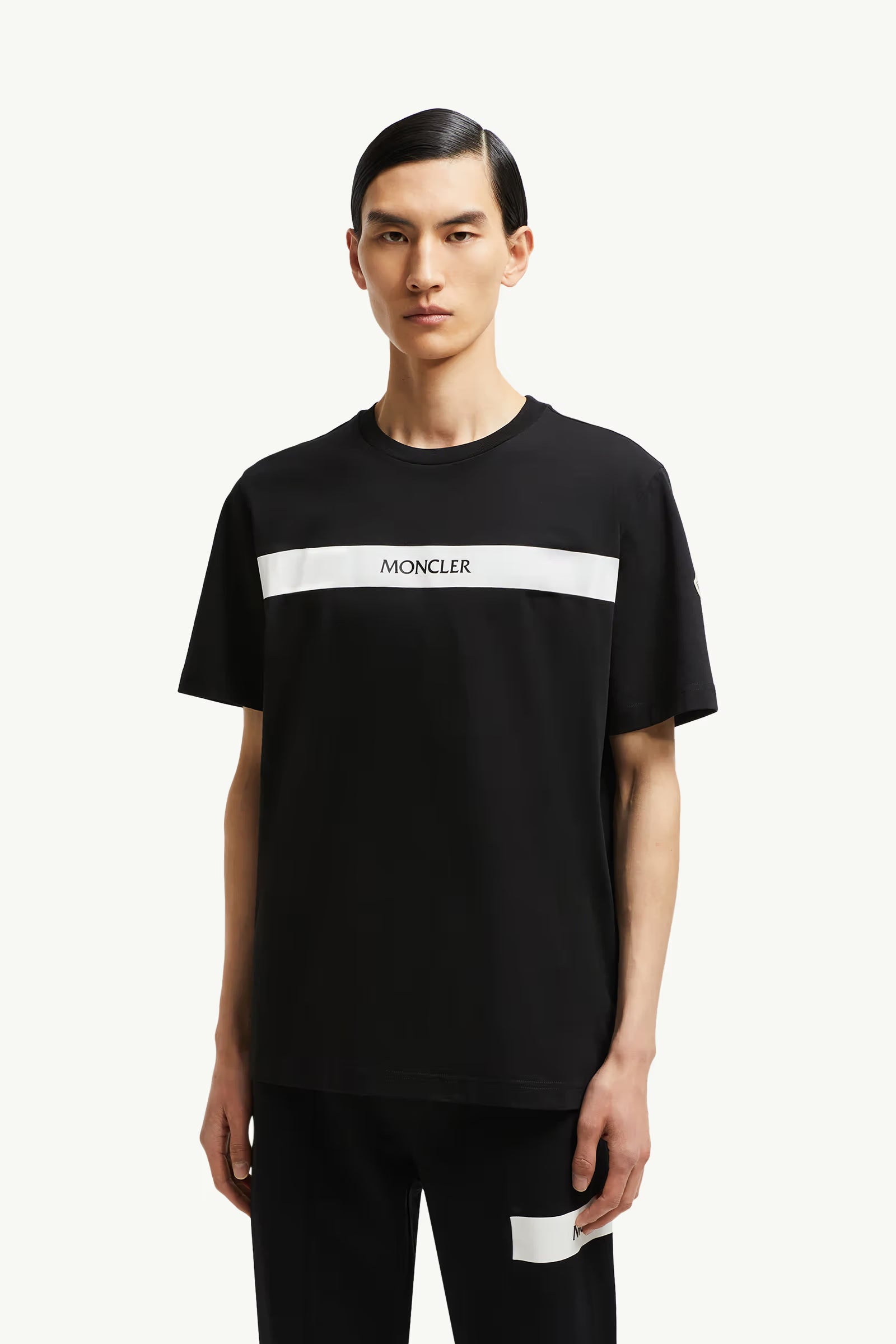 MONCLER-Rubberised Logo Cotton T-Shirt