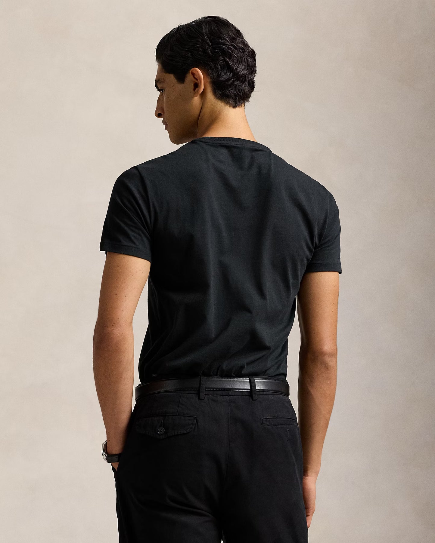 Ralph Lauren Custom Slim Fit Jersey Crewneck Men's Navy Blue T-Shirt