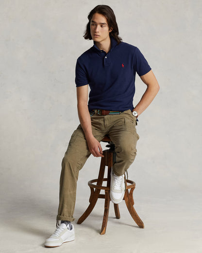 Polo Ralph Lauren Men's Custom Slim Fit Mesh Navy Blue Polo Shirt